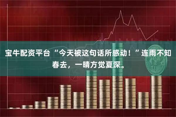 宝牛配资平台 “今天被这句话所感动！”连雨不知春去，一晴方觉夏深。